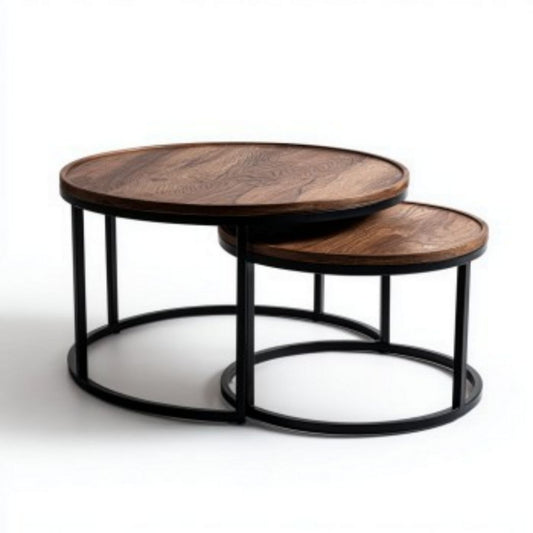 Bijzettafels van hout en metaal voor de woonkamer - 60 x 60 x 45